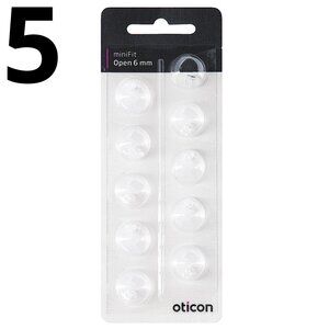 50 Oticon MiniFit Open 6mm Domes for Hearing Aids New NIP OEM 5 Packs of 10